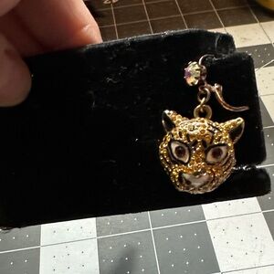 vintage Betsey Johnson Gold and Black Leopard Earrings